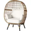 Ocio al aire libre balcón Nido de pájaro sofá mesa y silla pequeños Decoración de lugar escénico B&B ratán ratán silla sofá cama de ratán individual doble
