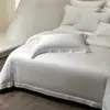 Conjunto de cama minimalista italiano de cor sólida de alta qualidade, cetim de proteína de seda, 100% algodão, amigável à pele, conjunto de quatro peças de algodão de fibra longa 2