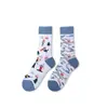 Calcetines de Moda Originales Asimétricos Estilo AB para Mujer Calcetines de Algodón de Verano Zhejiang Arte de Dibujos Animados Personalizado Calcetines de Algodón de Tubo Medio para Hombres y Mujeres
