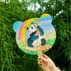 Abanico con diseño de panda AR, recuerdo turístico de Sichuan, tarjeta de viaje de la ciudad, abanico con diseño de panda de flores y Ye Qizi Meng Lan