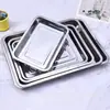 Bandeja de acero inoxidable rectangular, cuadrada, de varios tamaños, para uso doméstico, para cena, para barbacoa, comercial