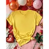 [Código Europeu Transfronteiriço] Camiseta Feminina Lisa de Manga Curta com Gola Redonda Solta de Cor Pura Transfronteiriça