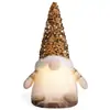 Decoração de boneco sem rosto de Natal transfronteiriço com chapéu de lantejoulas, ornamento iluminado, fofo Gnomo Rudolph