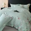 Juego de ropa de cama de cuatro piezas 100% algodón de fibra larga clase A, juego de cuatro piezas 100% algodón, funda de edredón, sábana plana, sábana bajera, artículos de dormitorio