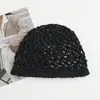 Gorro de Ganchillo con Patrón Hueco Tejido para Mujer, Color Sólido Versátil de Primavera y Verano, Moda Estilo Coreano, Gorro de Lana Pullover con Parte Superior Redonda