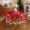 Mantel Navideño Transfronterizo Árbol de Navidad Floral Ambiente Festivo Decoración Redondo Impermeable Mesa de Escritorio Mesa de Café Mantel en Stock