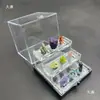 Caixa Mineral de Grade, Caixa Mineral de Gato de Três Camadas, Suporte de Exibição Transparente para Armazenar Espécimes de Cristais Minerais, Ornamentos Plásticos à Prova de Poeira