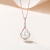 Colar de pérolas de água doce de prata esterlina estilo coreano design de nicho feminino pingente micro-incrustado tipo gota ins corrente de clavícula de vento frio