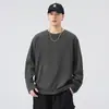 Camiseta retro americana de peso pesado 230g, manga larga para hombre, nueva colección de otoño, top casual simple y de corte holgado en color rojo cita