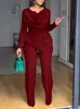 Conjunto de Duas Peças Elegante de Outono 2025, Slim Fit, Plissado, Cor Sólida, Moda, Estilo Europeu e Americano, Modelo Novo Transfronteiriço da Amazon