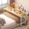 Escritorio de computadora con base cruzada, móvil, multifuncional, escritorio perezoso simple para uso doméstico, adecuado para espacios pequeños, mesa larga para usar en la cama