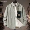 Camisa de manga larga a rayas para primavera y otoño para hombre, elegante y fresca, adecuada para adolescentes y estudiantes, corte holgado, con cuello, chaqueta fina