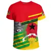 Bandera y Emblema Nacional de Guinea-Bisáu Patrón Impresión 3D Transfronterizo Nuevo Camiseta de Manga Corta con Cuello Redondo para Hombre Venta Directa de Fábrica
