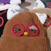 2025 Nuevo Lindo Sombrero de Gato con Orejas y Gafas para Mujer Otoño e Invierno Cálido Protección para los Oídos Sombrero de Punto que Muestra la Cara Pequeño Sombrero de Lana para el Frío