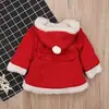 Ropa infantil para niña, europea y americana, de invierno, con capucha, de forro polar grueso, navideña, de manga larga, estilo ins