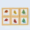 Marco de fotos de árbol de Navidad con grava de cristal natural, decoración navideña de cristal, pintura hecha a mano, pintura decorativa para el hogar y el escritorio, venta al por mayor