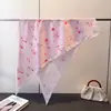 Pañuelo triangular artístico estilo coreano, chal protector solar de seda sintética estampada, pañuelo de cuello atado a la cintura, pañuelo de seda para mujer, pañuelo de cuello, pañuelo para la cabeza, bufanda