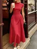 Vestido elegante europeu e americano transfronteiriço acinturado, estilo parisiense para férias, vestido longo de bolinhas retro francês em linha A