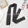 Lenço de Seda Estreito Longo com Bolinhas Pretas Lenço Feminino Isolado Estilo K Versátil Combinando com Bolsa Camisa Fita Serpentina
