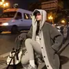 Sudadera con Capucha Falsa de Dos Piezas Estilo Coreano Chic Larga para Otoño e Invierno Ropa Exterior de Cachemir Holgada y a la Moda Nueva Sudadera con Combinación de Colores