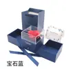 Caja de Regalo Negra, Caja de Joyería de Acrílico, Caja de Regalo para Labiales, Caja de Regalo de Flor de Rosa de Doble Apertura, Caja para Colgante