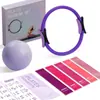 Set de Equipo Auxiliar de Yoga, Círculo de Resistencia para Piernas, Banda de Resistencia para Caderas, Pelota de Pilates, Manual de Instrucciones, Diagrama de Postura