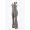 Conjunto de yoga popular europeo y americano de otoño, secado rápido, ajustado, ropa deportiva para danza, deportes y fitness, mono acampanado para mujer que levanta los glúteos y controla el abdomen