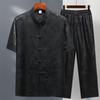 Traje Tang para hombre, traje de manga larga de seda helada para primavera y verano, para mediana edad y vejez, estilo retro, Hanfu, para papá, anciano, abuelo, ejercicio matutino, traje de Taiji.