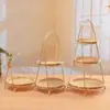 Cesta tejida de bambú soporte para postres estante para bocadillos de té de la tarde bandeja para bocadillos de té productos cosecha de otoño decoración de creación ambiental para jardín de infantes