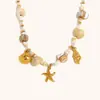 Collar Vintage Estrella de Mar de Temperamento Transfronterizo Europeo y Americano Acero Inoxidable Chapado en Oro de 18K Serie Marina Francesa Maillard Pulsera