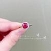 Nova venda quente joias populares micro incrustado zircão vermelho corundum amor quadrado anel de diamante feminino europeu e americano anel de noivado simples
