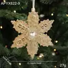 Pendente Vintage Dourado com Glitter Cor Champanhe Cruzado Floco de Neve Coração Plástico Oco Decoração de Árvore de Natal Ornamento Pendente Arranjo