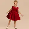 Vestido Rojo de Satín para Niñas 2026 Nuevo Modelo Atuendo para Piano Violín Anfitrión Cumpleaños Vestido de Princesa Venta al por Mayor