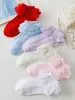 Calcetines de encaje de doble capa para niñas, finos, blancos, de princesa para baile, para bebés, primavera y otoño, infantiles, danza latina