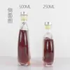 Botellas de Vidrio Vacías de 0.5 kg para Vino de Hielo, Vino de Frutas, Botellas Cuadradas, Botellas de Licor, Botellas Redondas Planas, Botellas de Vino Blanco, Botellas de Vino Medicinal, Material Blanco de Alta Calidad