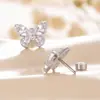 Pendientes de Mariposa Doble Cabeza Henson Inmortal Hermosos Tornillo de Rosca Varilla de Tornillo Clavo de Oreja de Acero de Titanio Pendientes Avanzados para Niña