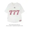 Marca Trendy Americana 777 Camiseta Deportiva de Malla Digital de Manga Corta para Hombre en Verano, Top Casual Holgado y Transpirable con Cuello en V