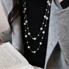 Collar de Perlas de Moda Versátil Estilo Coreano, Cadena Clásica Elegante y Versátil para Suéter, Diseño Popular para Mujer, Accesorio de Ropa