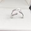 Anillo de titanio de diseño nicho para joyería de perlas DIY, anillo abierto de oro de 18K, soporte vacío con forma de ola