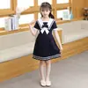 Vestido de Manga Curta para Meninas Estilo Verão Vestido Princesa Infantil Lolita Jk Popular Estilo Náutico Vestido para Menininha
