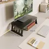 Soporte para computadora de escritorio para oficina en casa, con un elevador de monitor de doble capa y estantes de almacenamiento