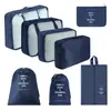 Set de Bolsas de Almacenamiento para Viaje, Set de Siete Piezas de Bolsas de Almacenamiento para Ropa y Zapatos, Organizador de Maleta, Bolsa para Artículos de Tocador y Cosméticos