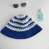 Sombrero de pescador con patrón ondulado, hecho a mano, de punto hueco y crochet, para mujer, de primavera y otoño, con cara visible, pequeño parasol.