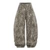 Estilo de Rua Americano Calças Largas Soltas Vibe Retro Lavado Desgastado Estampa de Leopardo Jeans Design Unissex Faca Curva
