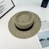 Sombrero de Paja Hueco Estilo Old Money para Mujer, Sombrero de Playa de Verano, Vacaciones en la Playa, Estilo Británico, Elegante, Sombrero de Copa Plana que Adelgaza el Rostro