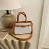 Comercio Exterior Color Lino Bloques de Color Simple Nuevo de Moda para Mujer Textura Retro Oficina Viaje Cruzado Hombro Bolso de Mano