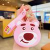 Monedero de Silicona de Oso Fresa Llavero Colgante Venta al Mayoreo Infantil Dibujos Animados Mini Monedero Lindo Llavero