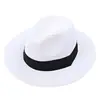Sombrero de Paja Panama para Hombre Verano Exterior Viaje Sombrero de Protección Solar Sombrero de Copa Casual Simple Británico Sombrero de Sol para Playa
