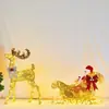 Decoraciones Navideñas Grandes en el Centro Comercial, Hermosas Escenas de Exhibición, Adornos Luminosos de Reno y Trineo con Purpurina Navideña
