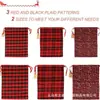 Nueva Bolsa Decorativa de Algodón a Cuadros Buffalo Roja y Negra con Cordón Bolsa de Cordón a Cuadros para Fiesta Navideña Regalo